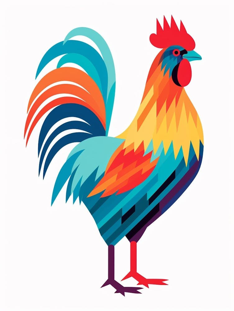 Colourful Geometric Bird Chicken 4