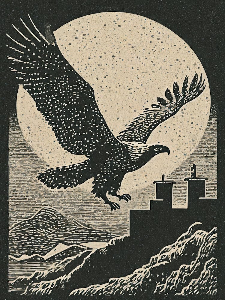A Soaring Eagle Above An Ancient Castle