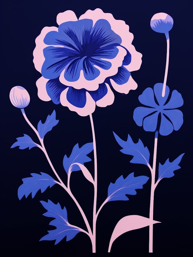 Blue Flower Illustration Carnation 1