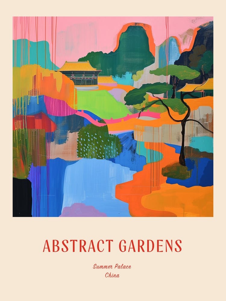 Colourful Gardens Summer Palace China 4 Red Poster