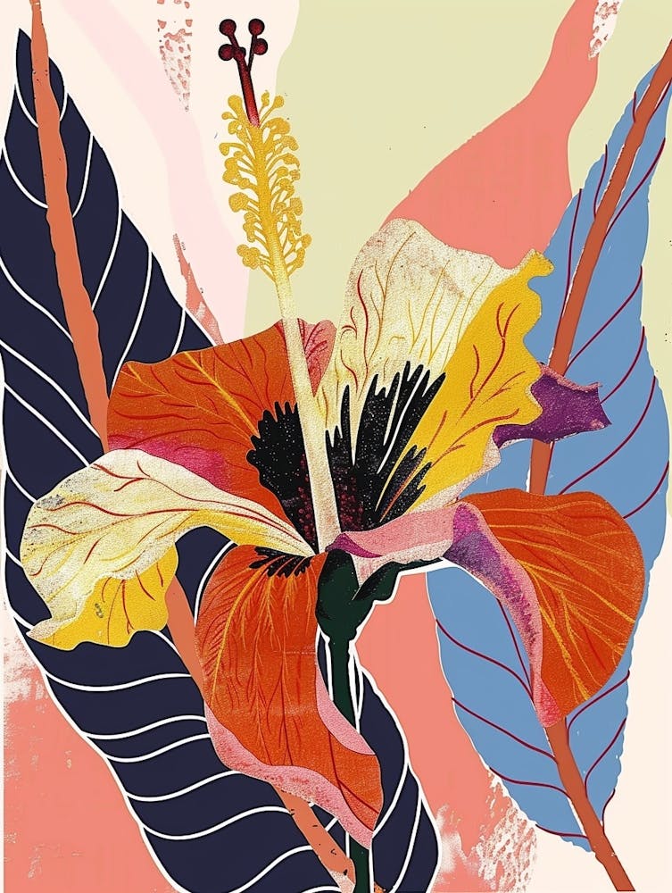 Illustration De Fleur Colorée Hibiscus 4