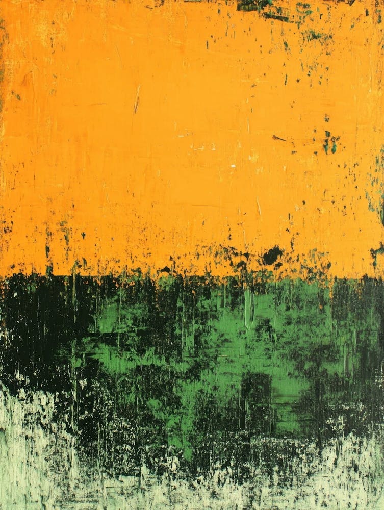 Abstract Painting, Oil On Canvas, Green Color