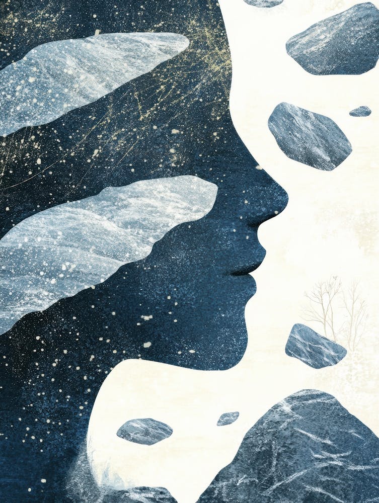 Woman'S Face In The Snow