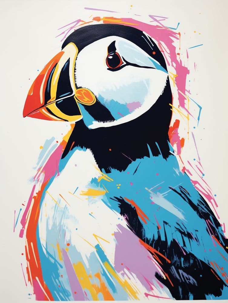 Andy Warhol Style Bird Puffin 3