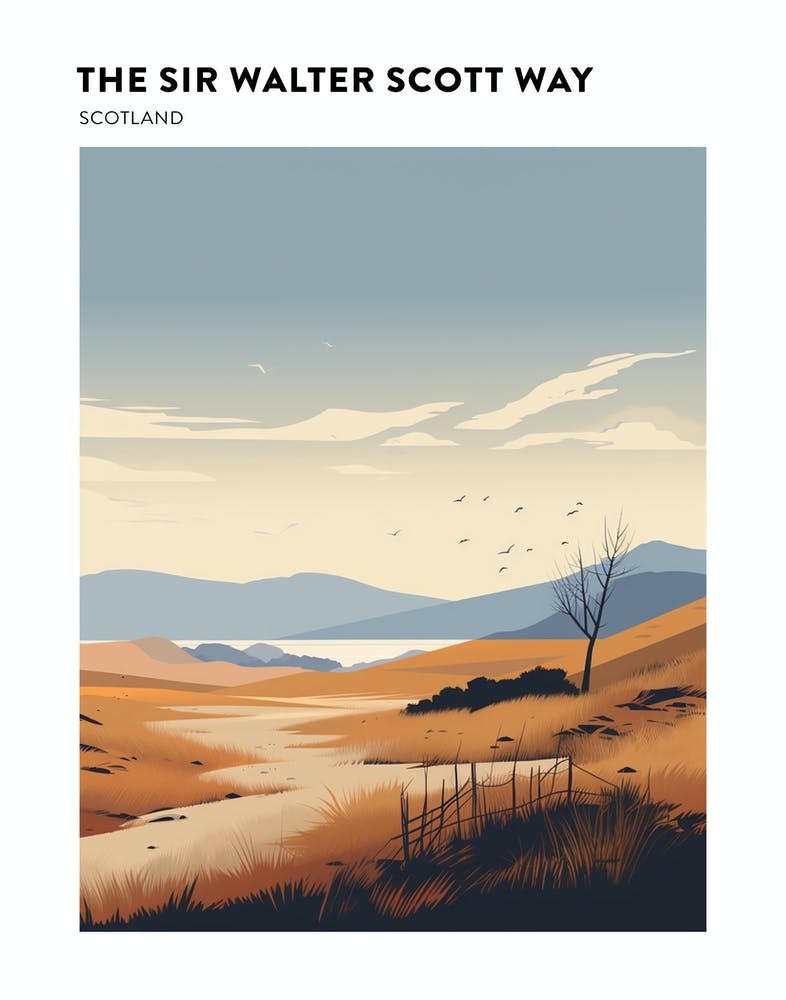 The Sir Walter Scott Way Scotland 1 Hiking Trail Landscape Poster