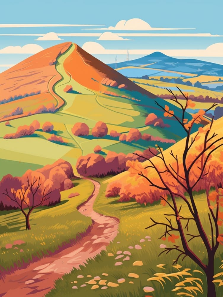 The Malvern Hills England 3 Hike Illustration
