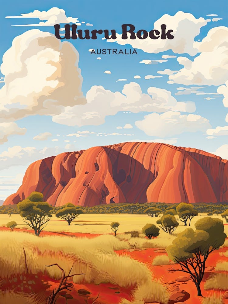 Uluru Rock Ayers Rock Art Illustration