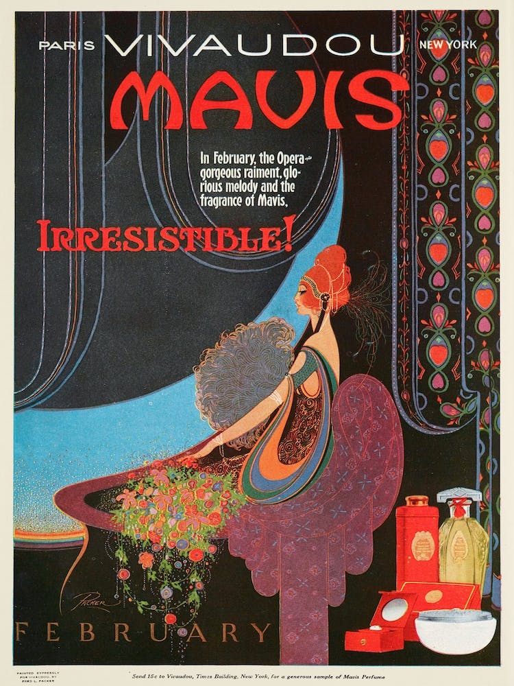 Mavis de Vivaudou, Publicité Irrésistible 1920, Fred L Parker