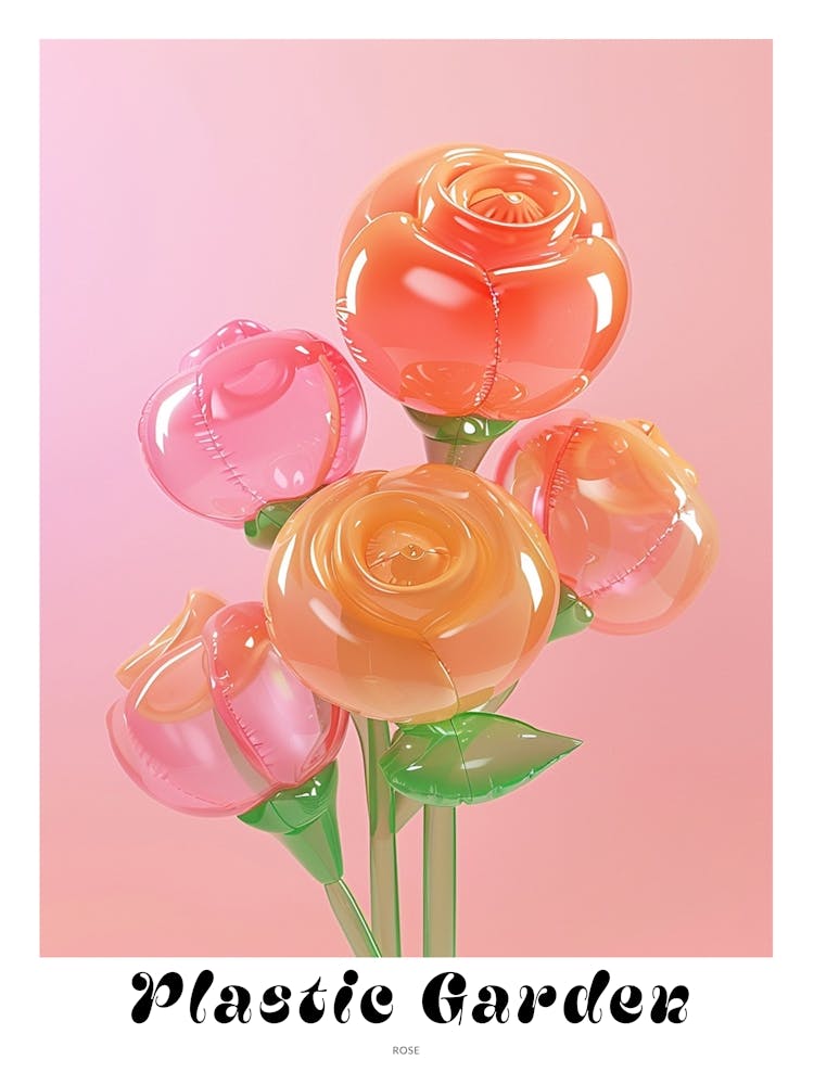 Affiche de Fleurs Gonflables Oniriques Rose 2