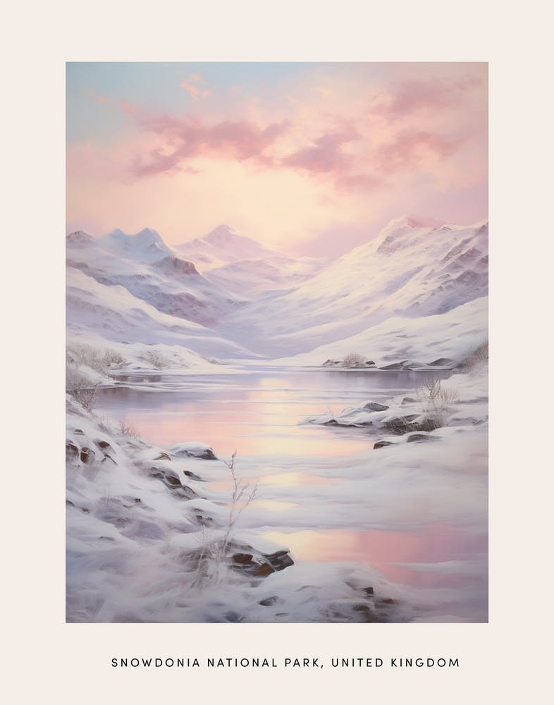 Dreamy Winter Painting Poster Snowdonia National Park United Kingdom 3