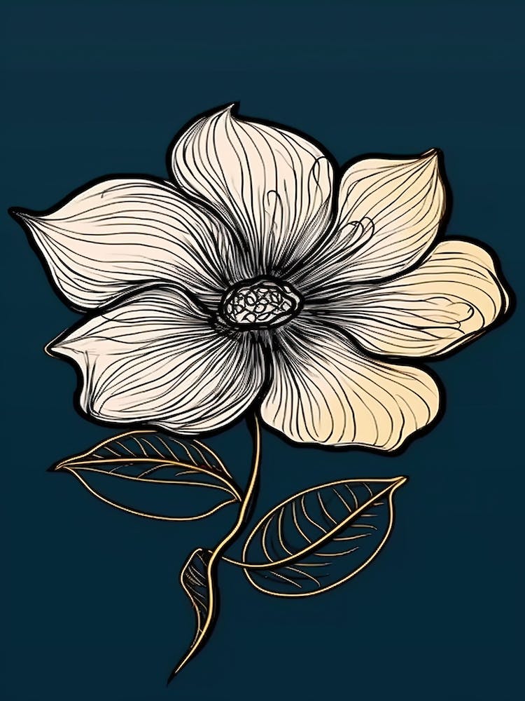 Line Art Sunflower Flowers Illustration Neutral 3