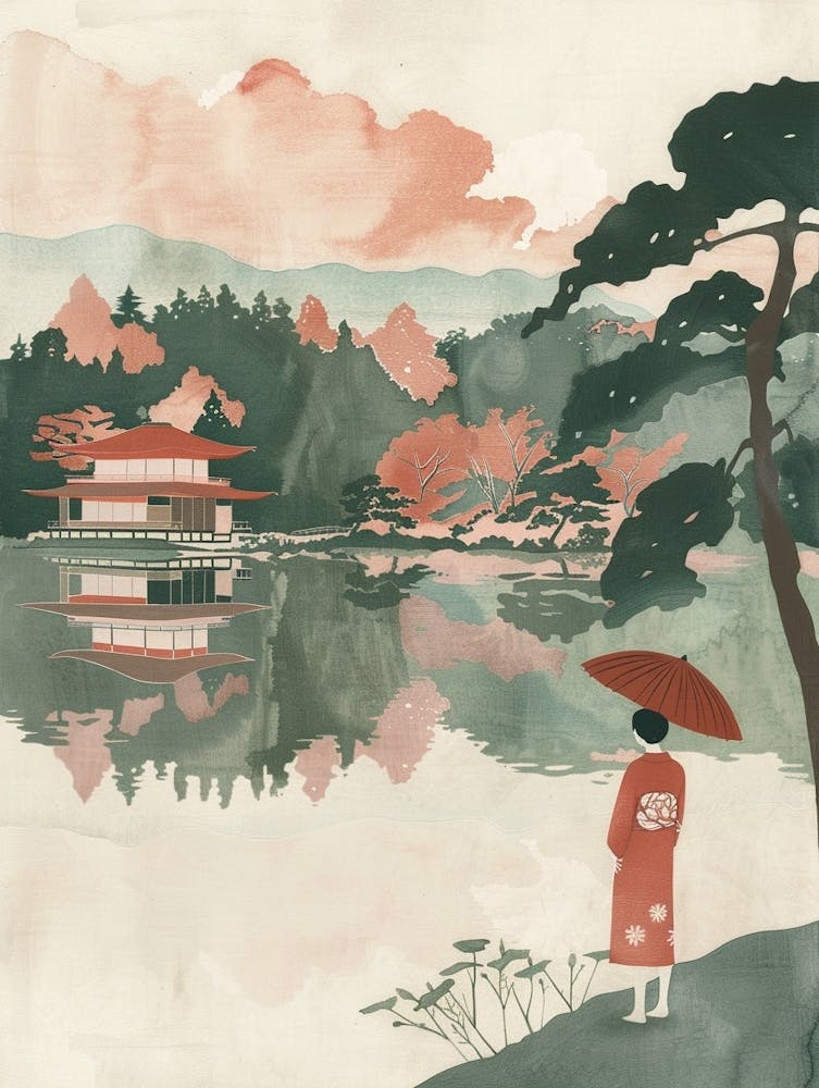 Kyoto Japan 8 Retro Illustration