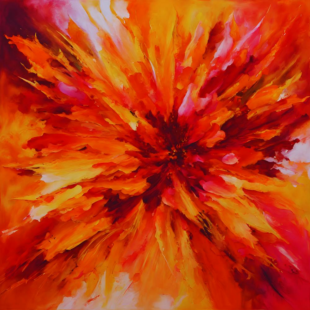 Fiery Sunset Floral Burst
