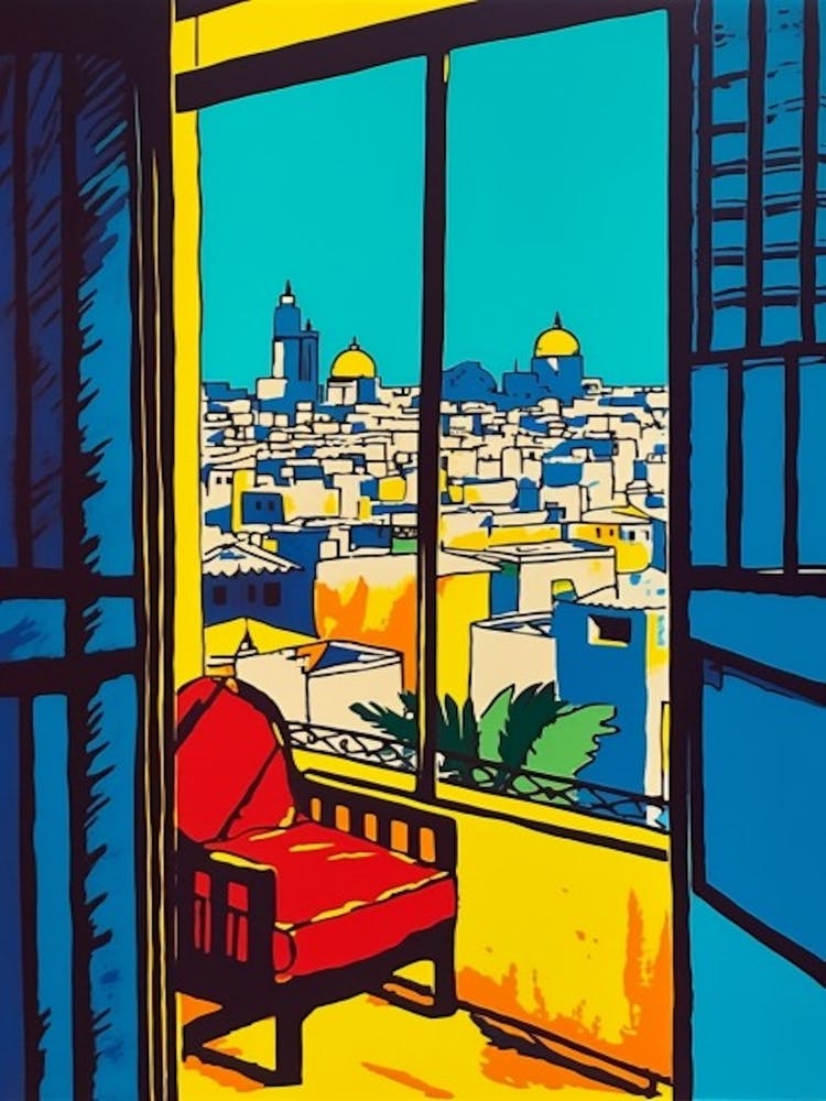 Window View Of Dubai United Arab Emirates In The Style Of Pop Art 2