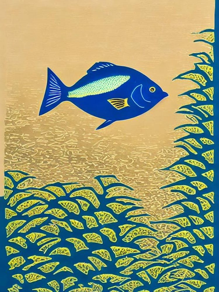 Blue Tang II Linocut