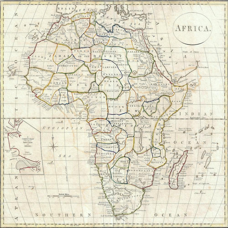 5259 Africa Cruttwell 1799 Vintage Pictorial Map