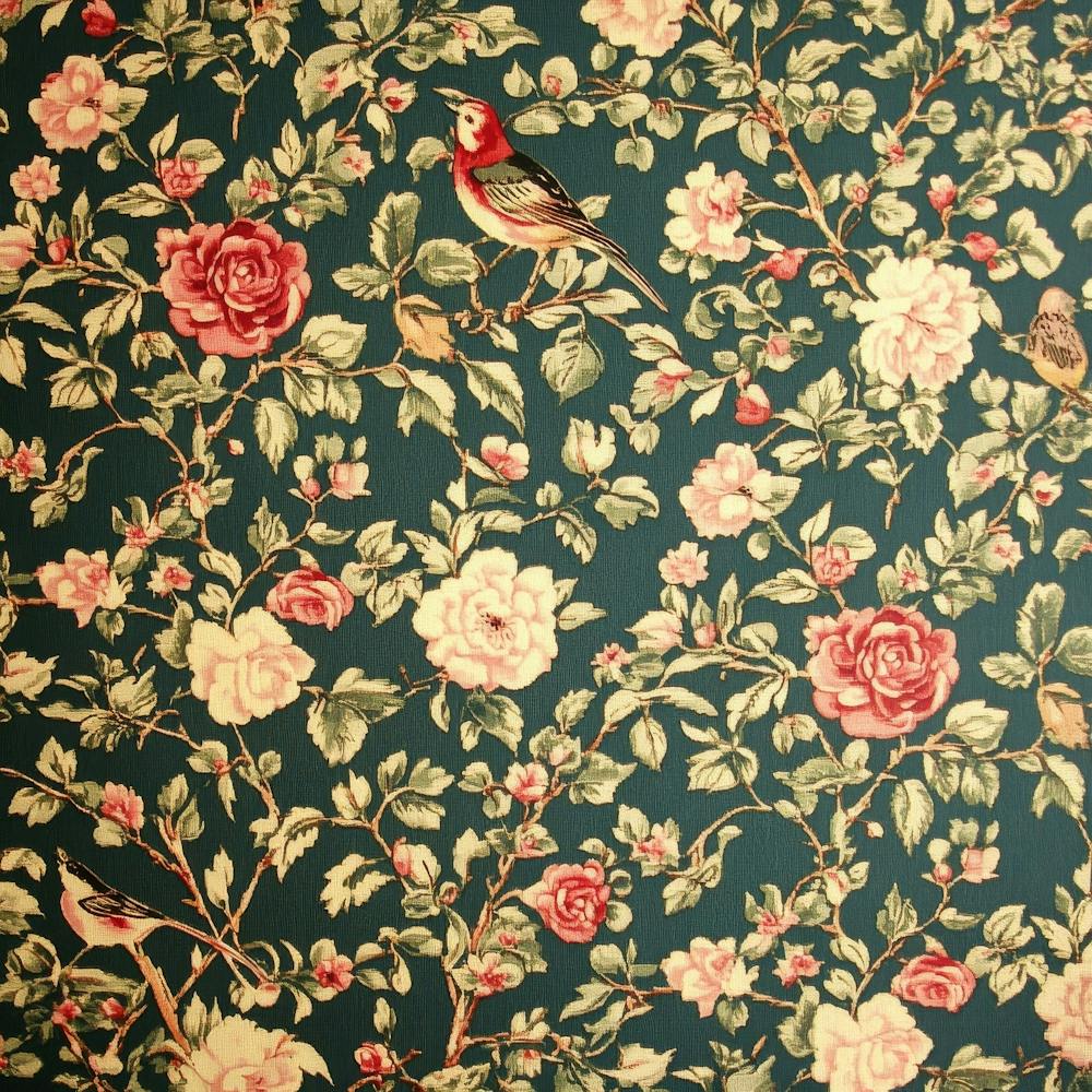 Papier Peint Avec Oiseaux Et Roses Art