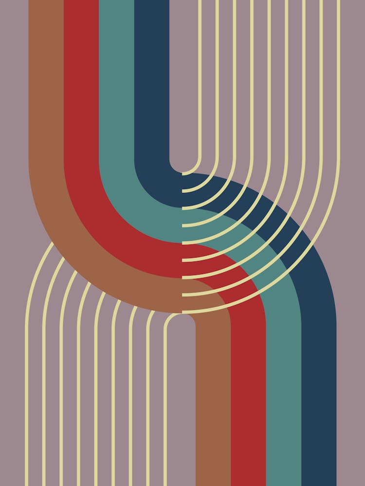 Midcentury Modern Geometric Rainbow Abstract Viv In Persian Vibes 01