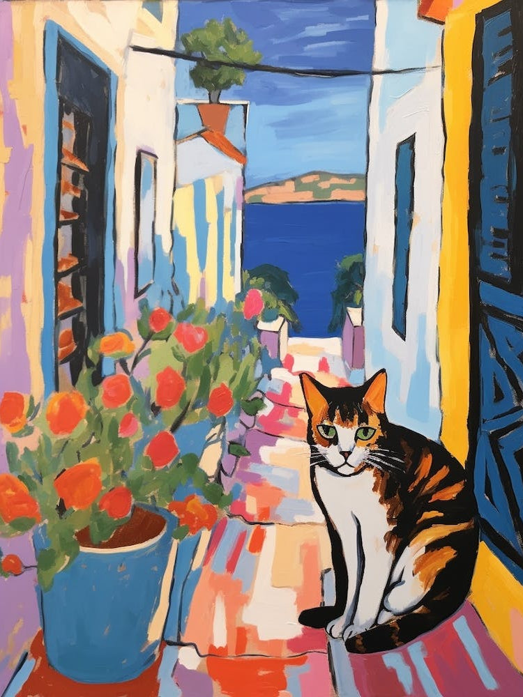 Painting Of A Cat In Hammamet Tunisia 2