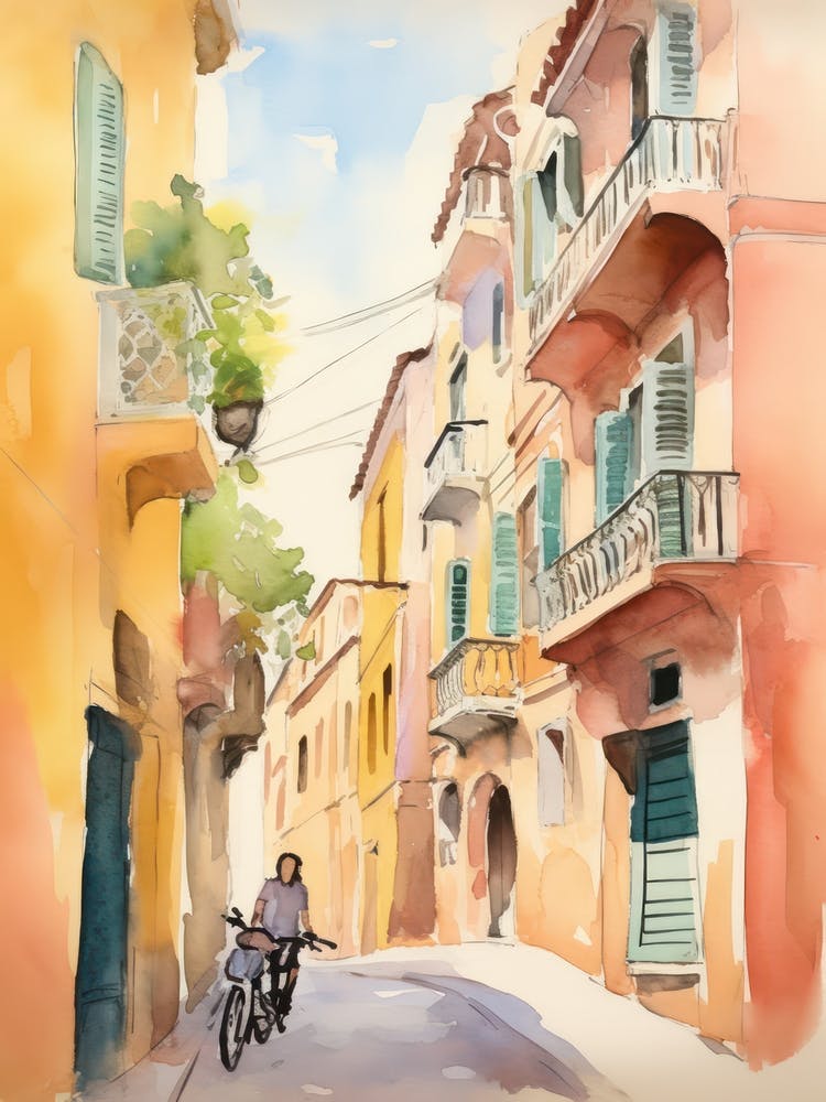 Bari, Italy Watercolour Streets 1