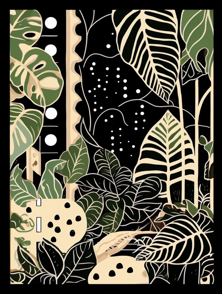 B&W Plant Illustration Swiss Cheese Plant 2