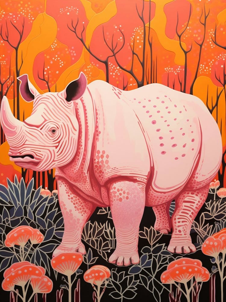 Rhino In The Plants Warm Tones 4