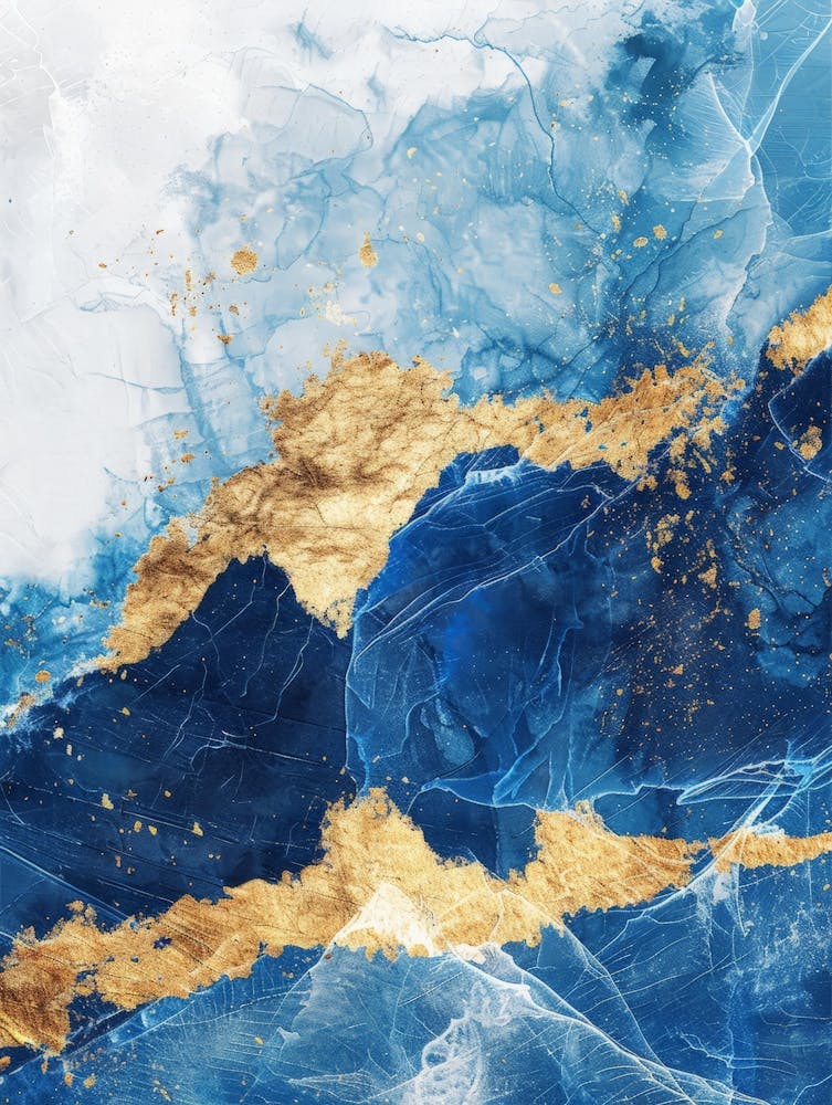 Blue Gold Abstract Canvas Art