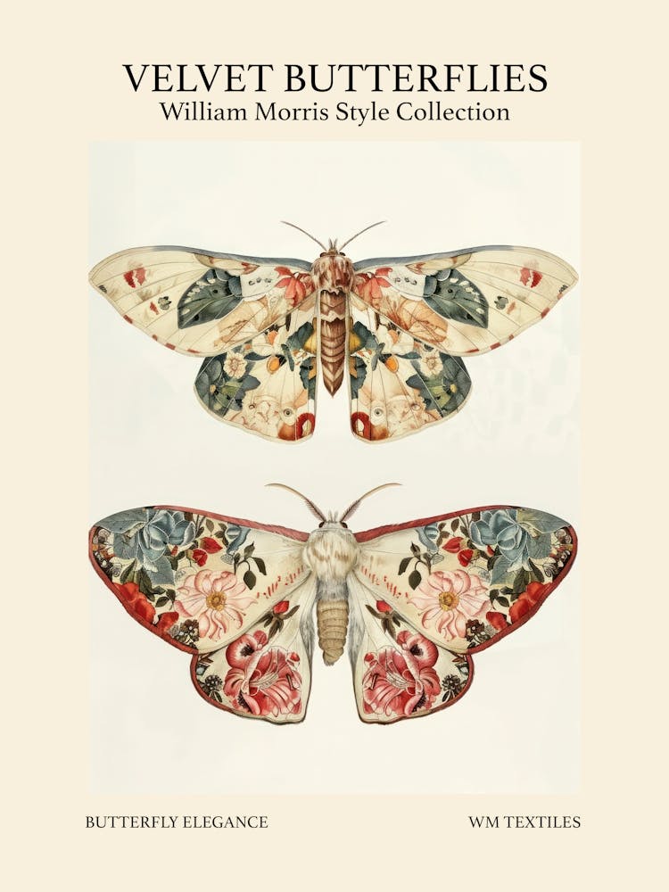 Velvet Butterflies Collection Butterfly Elegance William Morris Style 9