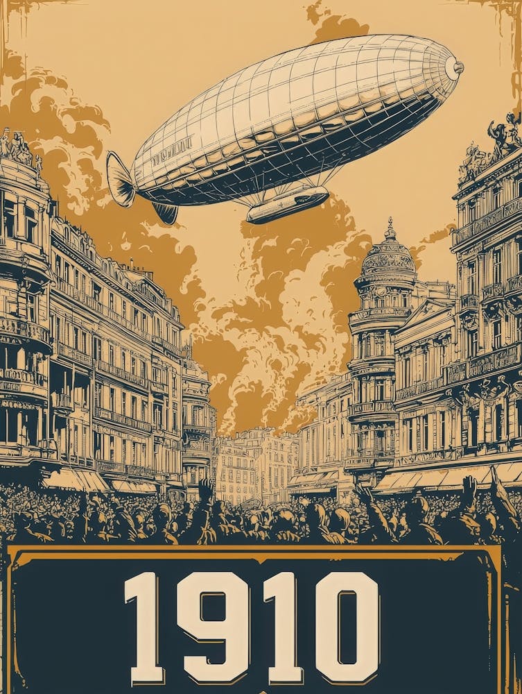 Aihrgdesign A Vintage Poster Of An Early Airship Soaring Abov 6328427d C75f 4f91 B237 4e9968662149 2