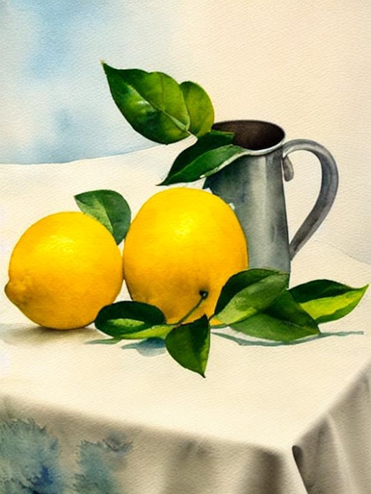 Zitrone 3 Italienische Aquarellfrucht