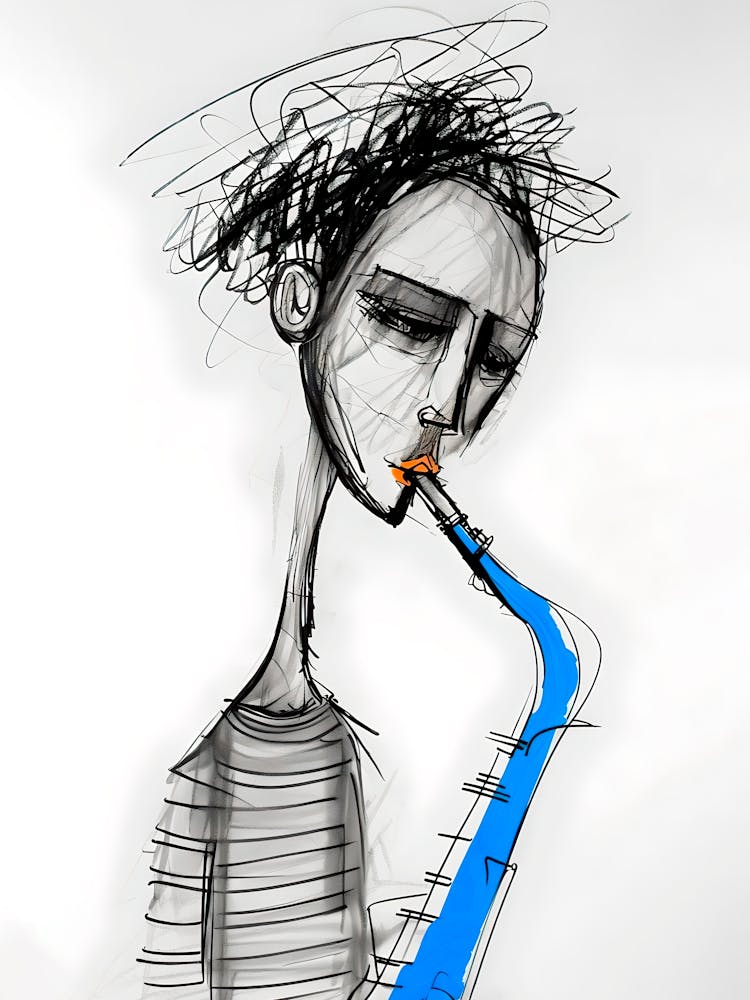 Saxophonspieler Skizze
