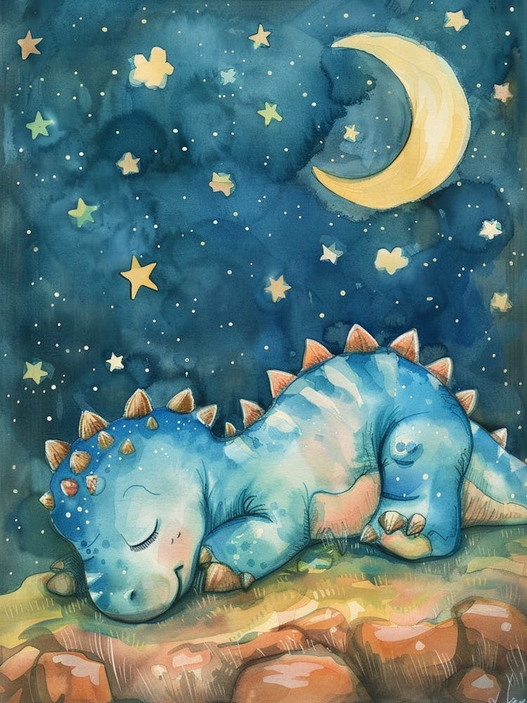 Cute Dinosaur Sleeping Under The Stars 2