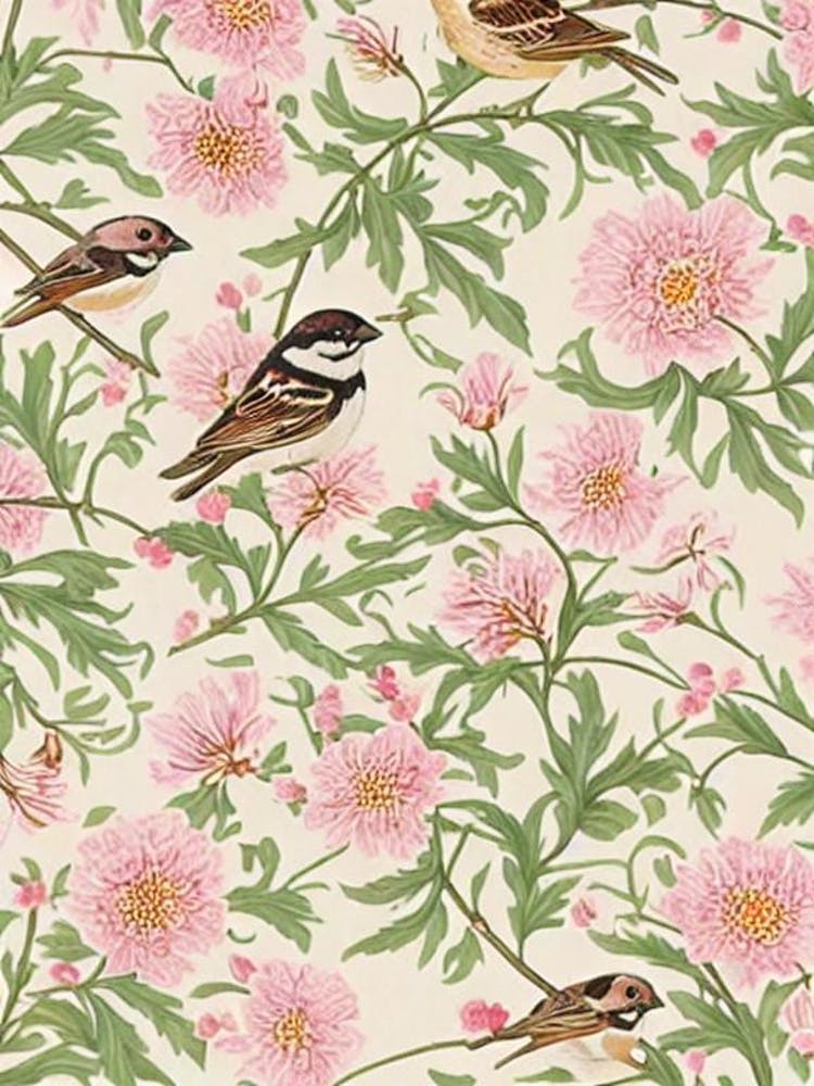 Sparrow William Morris Style Bird