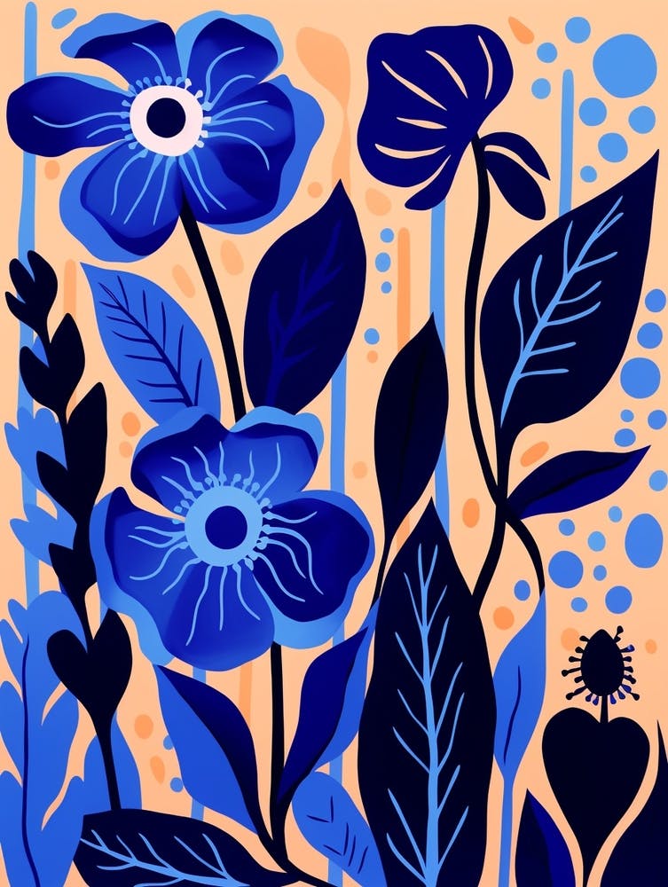 Blue Flower Illustration Gloriosa Lily 3