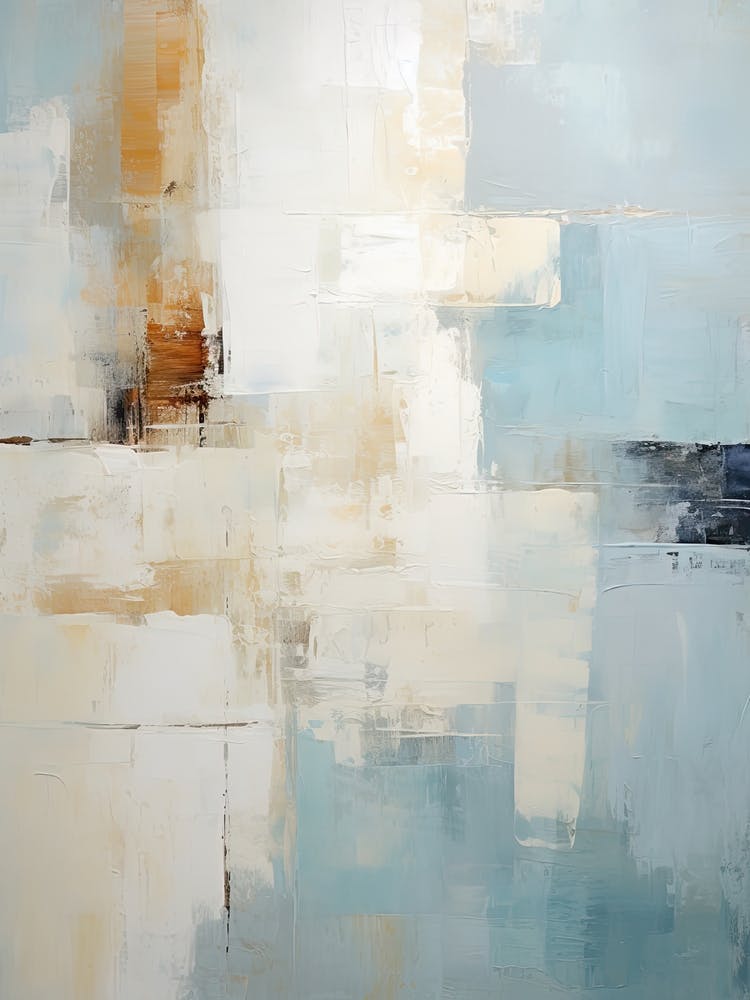 Teal And Beige Abstract Raw Painting 2