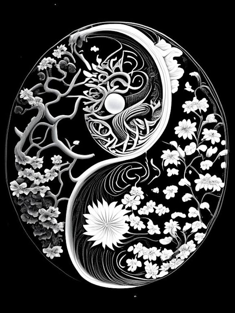 Repeat Yin and Yang 1 Linocut