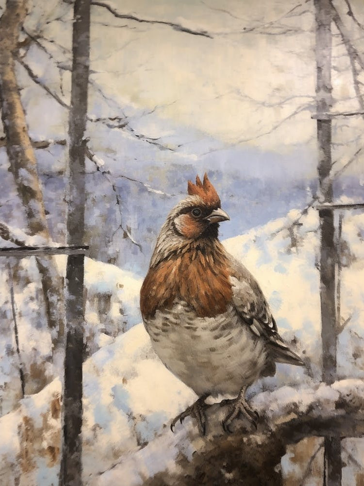 Vintage Winter Animal Painting Grouse 2