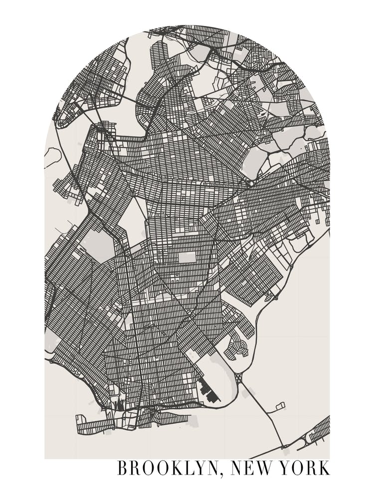 Brooklyn New York Boho Minimal Arch Street Map