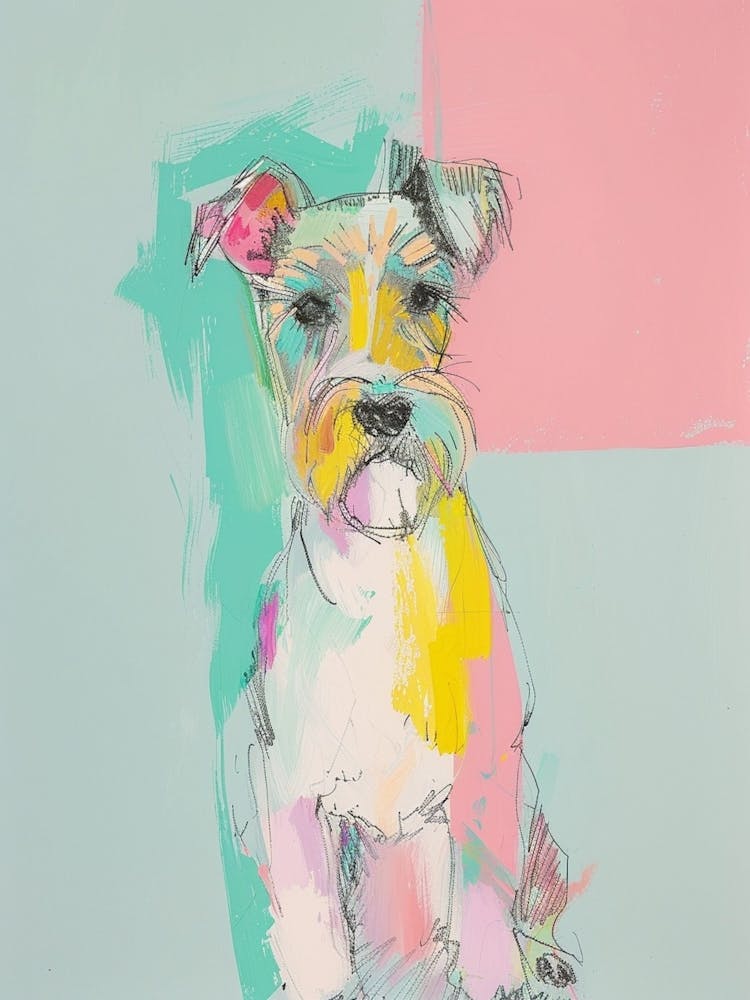Pastel Sealyham Terrier Dog Line Illustration 3