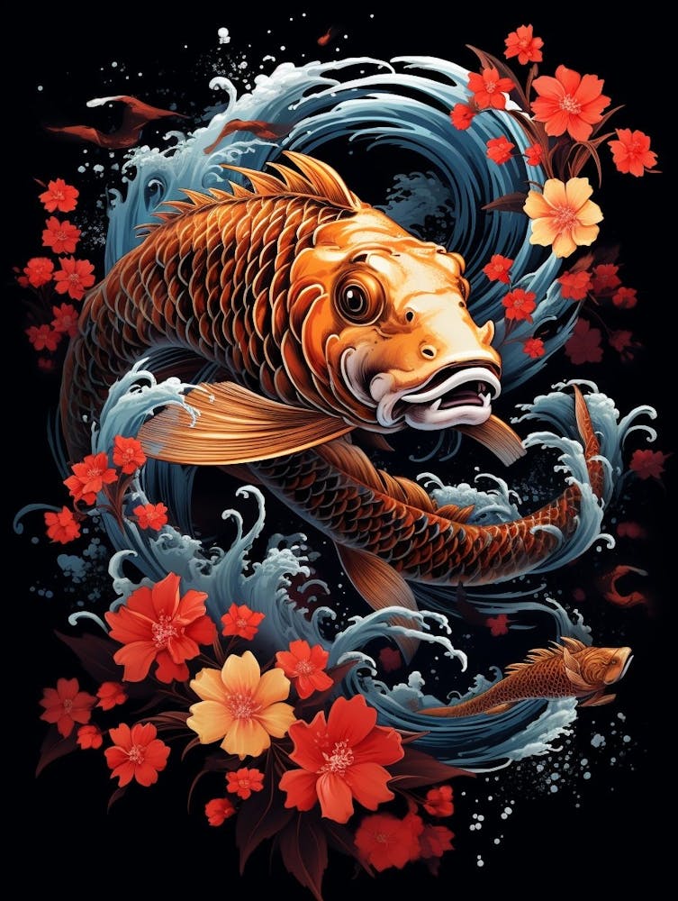 Koi Fish Japanese Style Illustration 6