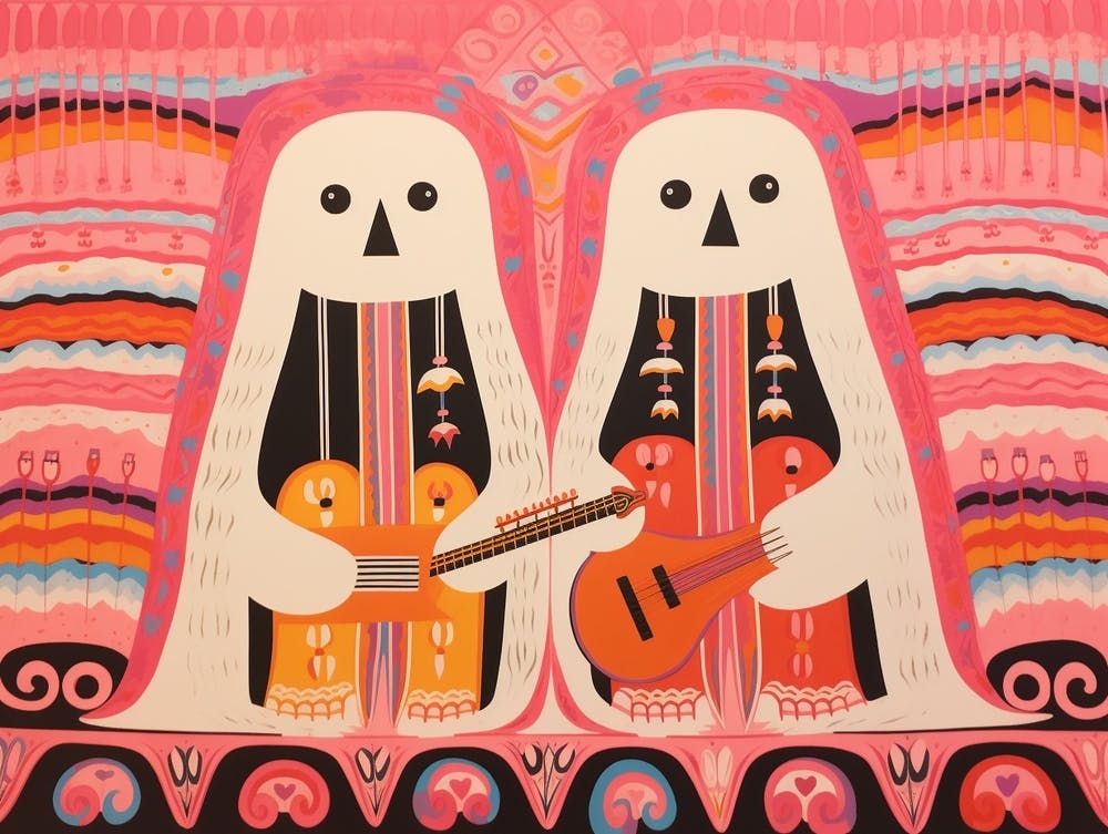 Harp Seal 2 Folk Style Animal Illustration