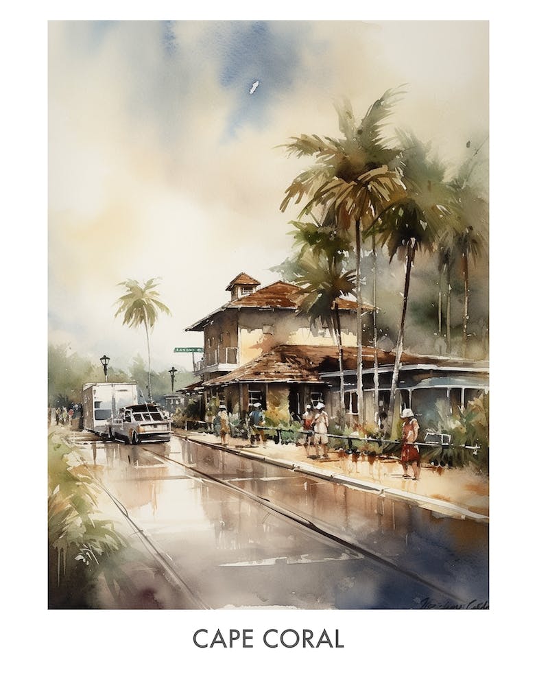 Cape Coral Aquarell 4 Reiseposter