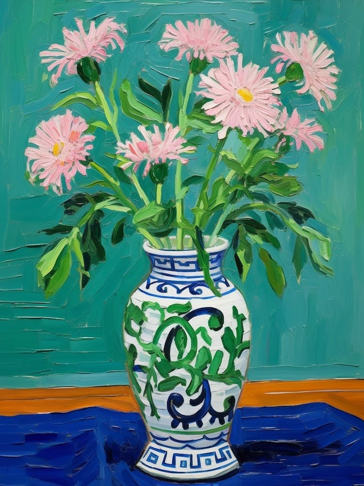 Flowers In A Vase Still Life Painting Asters 5