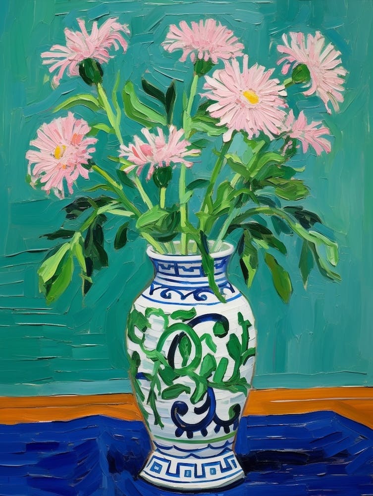 Flowers In A Vase Still Life Painting Asters 5
