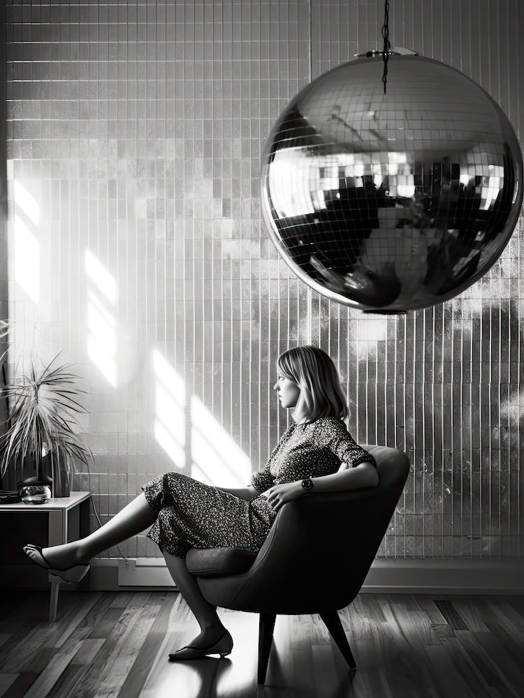 Disco Ball Woman Black And White Photography 3
