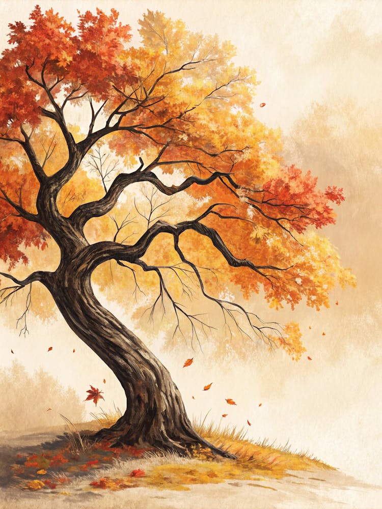 Oil Painting Style Stylized Tree Branch