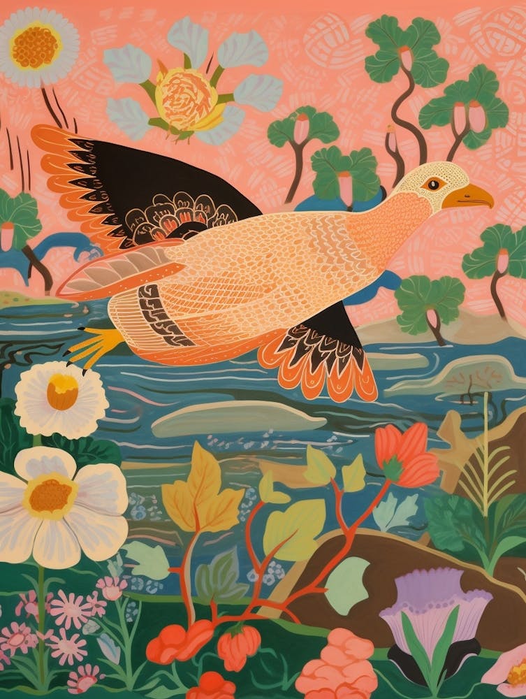 Maximalistisches Vogelgemälde Coot