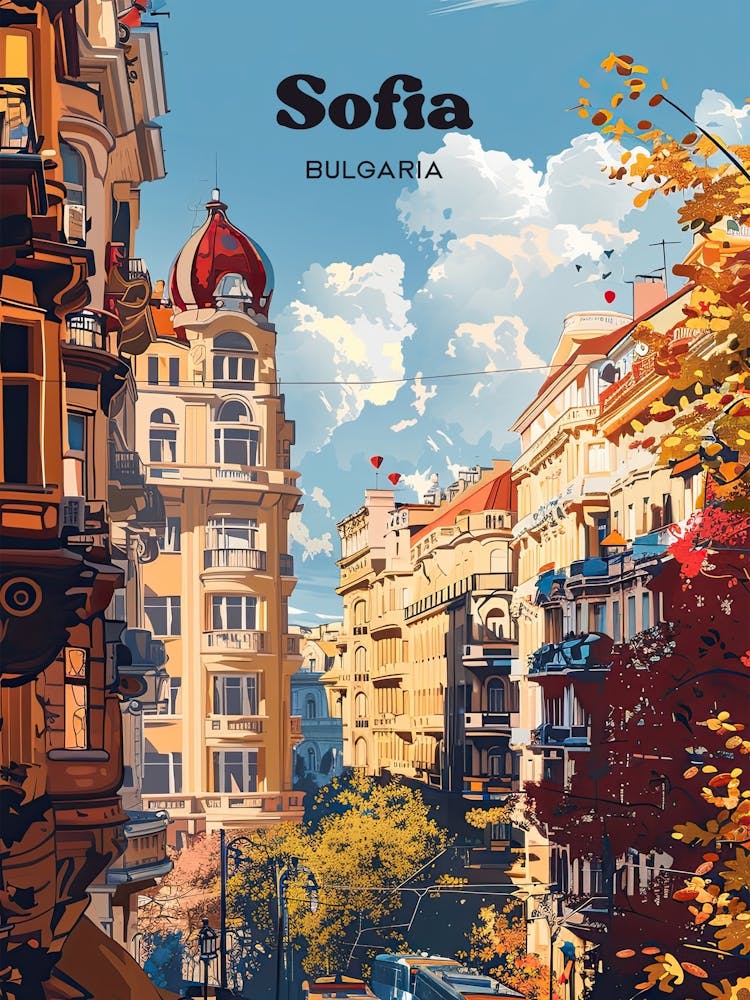 Sofia Bulgaria Cityscape Travel Art