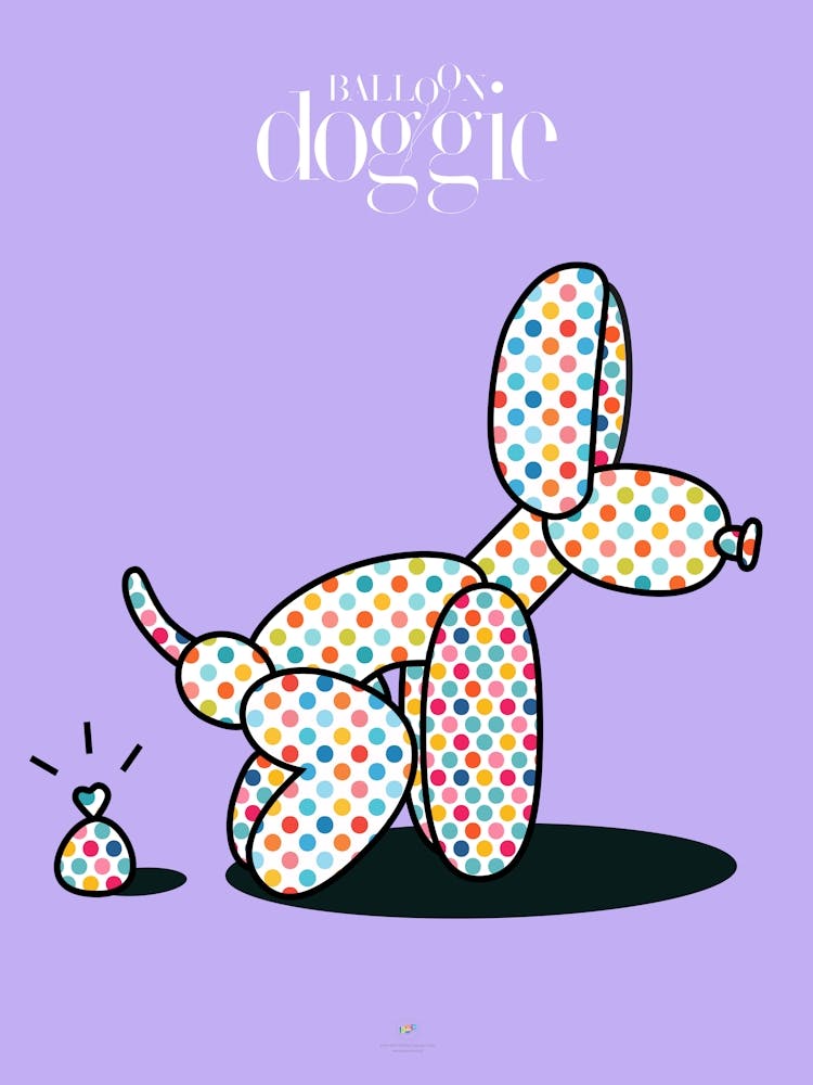 BALLOON DOGGIES V SHITTING | Digital art | Pop Art World 2025 This character was invented by someone who played with making figures with balloons. Suddenly, in his skillful hands appeared this little dog, today baptized by Pop Art World as Balloon Doggie. This artwork was created using Adobe Illustrator and Photoshop. The best of Pop Art images, now in digital replicas! Prints with bright colors, sharp images, and high resolution.