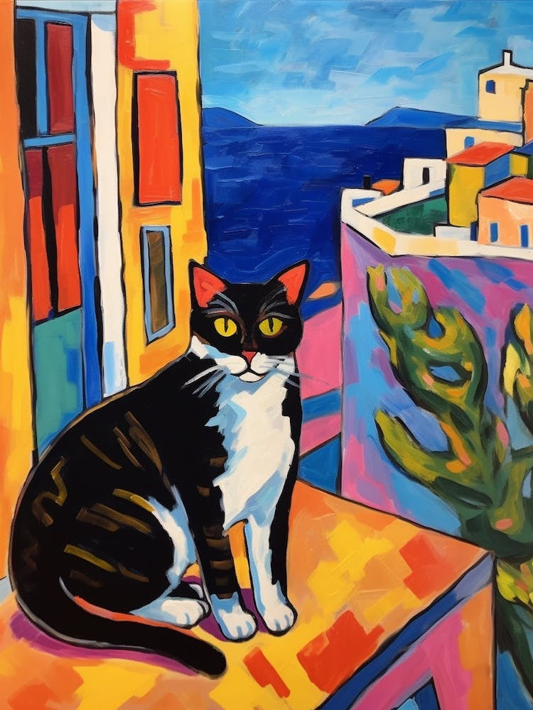 Painting Of A Cat In Rhodes Greece 3